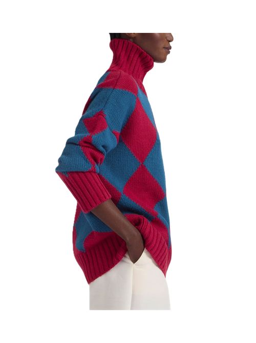 Maglione Argyle La Double J La Double J | PUL0091KNI064VA183RE01PETROLIO/ROSSO